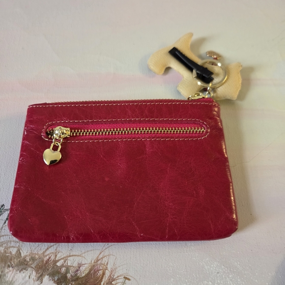 Source Unknown Red Leather Zip Card Wallet with Heart Charm - Picture 4 of 10